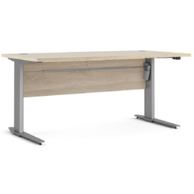 Prima Desk 150cm in Oak with Height Adjustable Legs with Electric Control in Silver Grey Steel