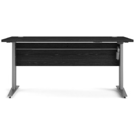 Prima Desk 150cm in Black Woodgrain with Height Adjustable Legs with Electric Control in Silver Grey Steel