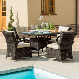 Maze Flat Weave Texas Brown Square Rattan Dining Table and 4 Chair - thumbnail 2