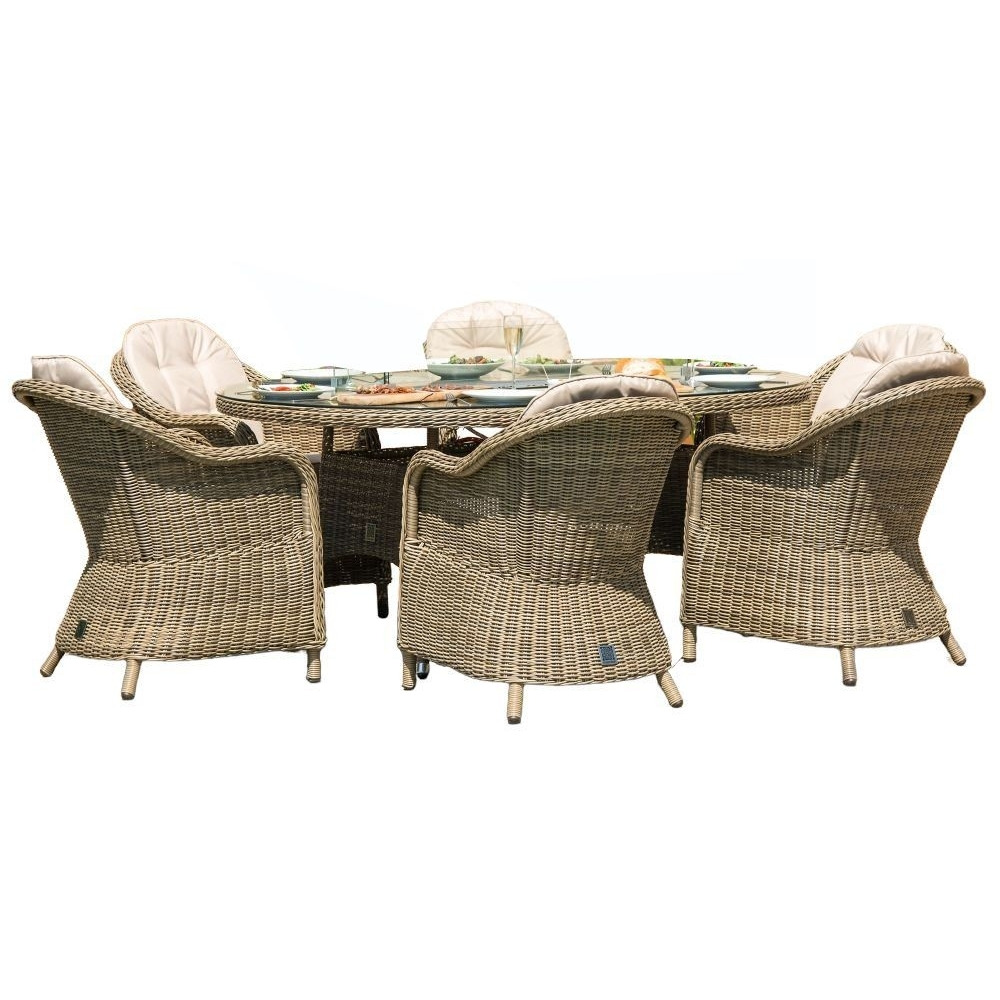 Maze Winchester Heritage 6 Seat Oval Rattan Fire pit Dining Set - image 1