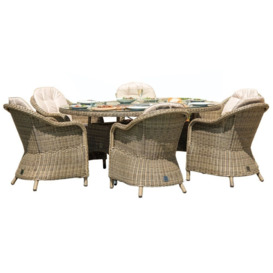 Maze Winchester Heritage 6 Seat Oval Rattan Fire pit Dining Set - thumbnail 1