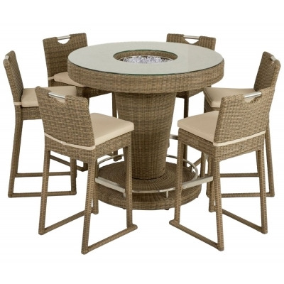 Maze Winchester 6 Seater Round Rattan Bar Set with Ice Bucket - image 1