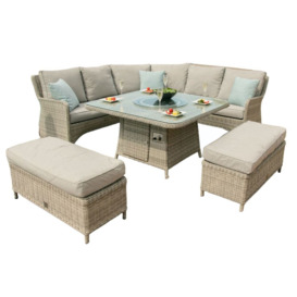 Maze Oxford Royal Rattan Corner Dining Sofa Set with Fire Pit Table - thumbnail 1
