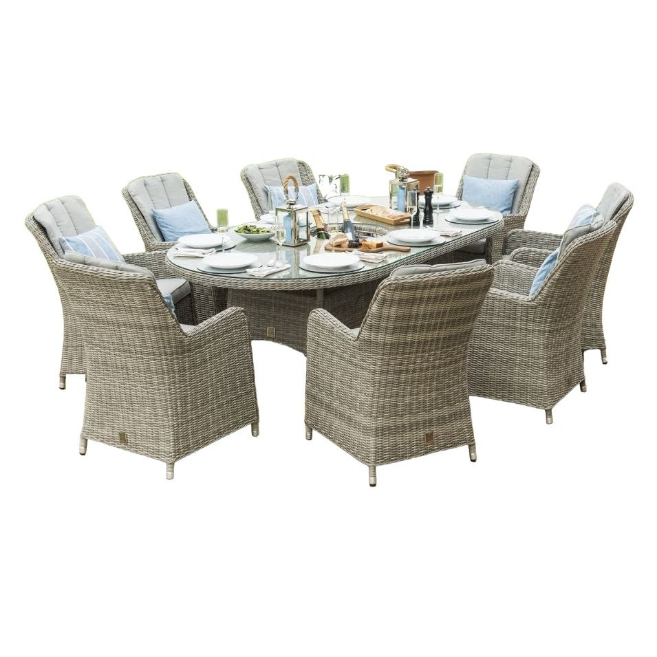 Maze Oxford Venice 8 Seat Oval Rattan Dining Set with Lazy Susan and Ice Bucket