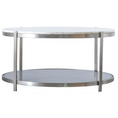 Dibble White Marble Coffee Table with Metal Base - image 1