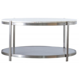 Dibble White Marble Coffee Table with Metal Base - thumbnail 1