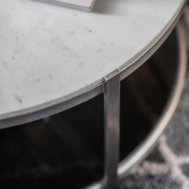Dibble White Marble Coffee Table with Metal Base - thumbnail 2