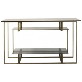 Moraine Bronze and Glass Geometric Console Table - thumbnail 1