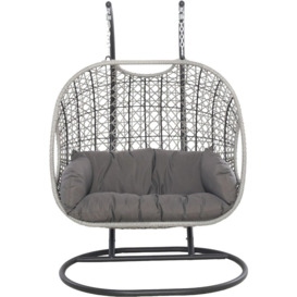 Maze Ascot Rattan Swing Hanging Double Chair with Weatherproof Cushions - thumbnail 1
