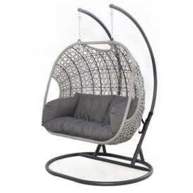 Maze Ascot Rattan Swing Hanging Double Chair with Weatherproof Cushions - thumbnail 2