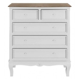 Fleur French Style White Shabby Chic 2 + 3 Drawer Chest - Made in Solid Mango Wood - thumbnail 1