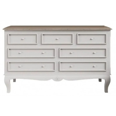 Fleur French Style White Shabby Chic 7 Drawer Chest - Made in Solid Mango Wood - image 1