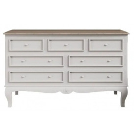 Fleur French Style White Shabby Chic 7 Drawer Chest - Made in Solid Mango Wood - thumbnail 1