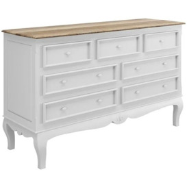 Fleur French Style White Shabby Chic 7 Drawer Chest - Made in Solid Mango Wood - thumbnail 2