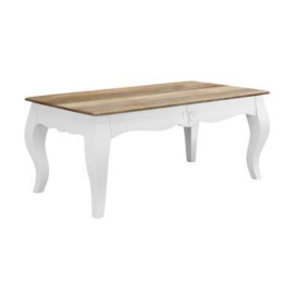 Fleur French Style White Shabby Chic Coffee Table - Made in Solid Mango Wood - thumbnail 1