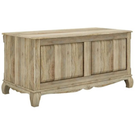 Fleur French Style Washed Grey Blanket Box - Made in Solid Rustic Mango Wood - thumbnail 2