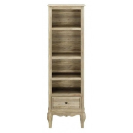 Fleur French Style Washed Grey Narrow Bookcase - Made in Solid Rustic Mango Wood - thumbnail 1