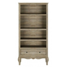 Fleur French Style Washed Grey Wide Bookcase - Made in Solid Rustic Mango Wood