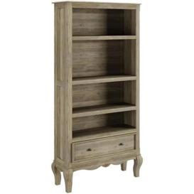 Fleur French Style Washed Grey Wide Bookcase - Made in Solid Rustic Mango Wood - thumbnail 2