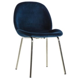 Flanagan Petrol Blue Velvet Dining Chair (Sold in Pairs) - thumbnail 2