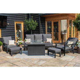 Maze Manhattan Reclining 3 Seat Sofa Set with Fire Pit Table and Footstools - thumbnail 2