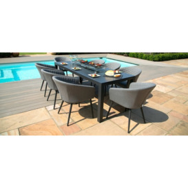 Maze Lounge Outdoor Ambition Flanelle Fabric 8 Seat Rectangular Dining Set with Fire Pit Table - thumbnail 2