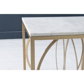 Clearance - Olympia White Marble Top and Gold Square Coffee Table - thumbnail 3