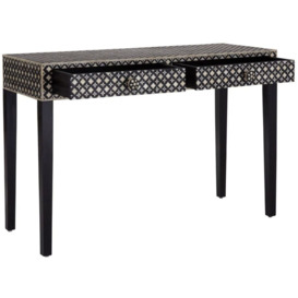 Enlow Sheesham Black and Cream Mother of Pearl Console Table - thumbnail 2
