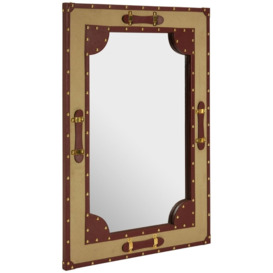 Rosalia Canvas Wall Mirror with Leather Trim - thumbnail 3