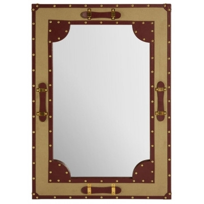 Rosalia Canvas Wall Mirror with Leather Trim - image 1