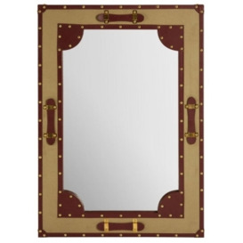 Rosalia Canvas Wall Mirror with Leather Trim - thumbnail 1