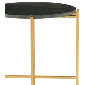 Bridgton Green Marble and Gold Large Side Table - thumbnail 3