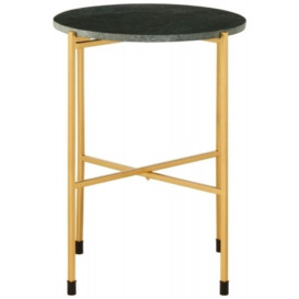 Bridgton Green Marble and Gold Large Side Table - thumbnail 1