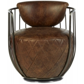 Bricelyn Genuine Leather Swivel Chair