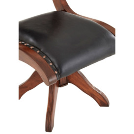 Arroyo Genuine Black Leather Swivel Chair - thumbnail 2
