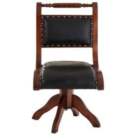 Adelaide Genuine Black Leather Swivel Chair