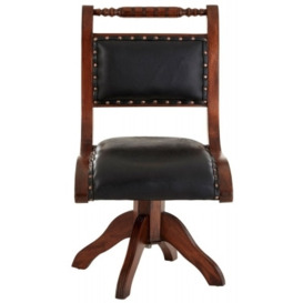 Arroyo Genuine Black Leather Swivel Chair - thumbnail 1