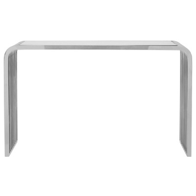 Emporia Glass and Chrome Slatted Console Table - image 1