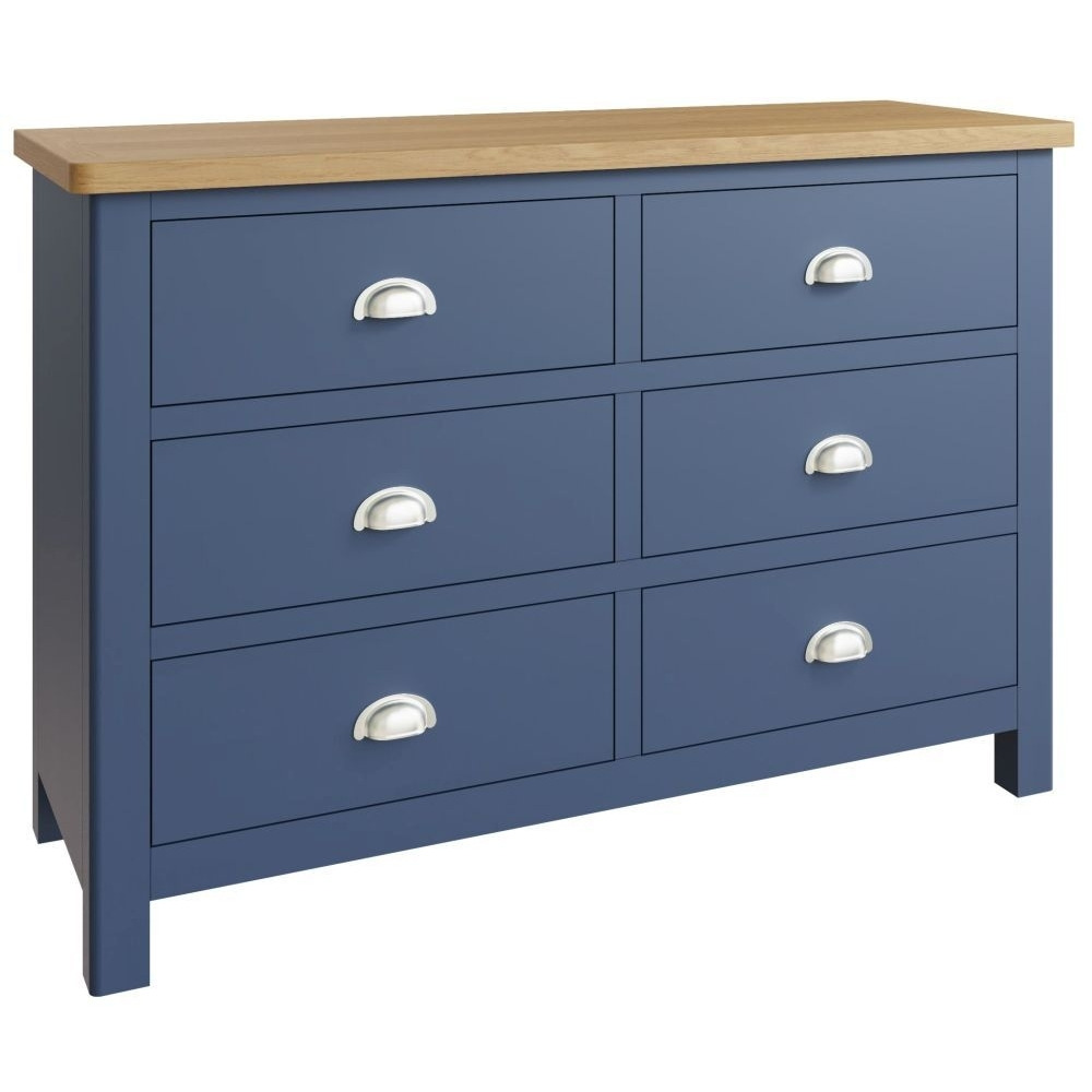 Portland Oak and Blue Painted 6 Drawer Chest - image 1