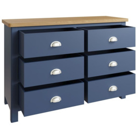 Portland Oak and Blue Painted 6 Drawer Chest - thumbnail 2