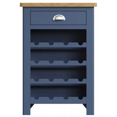 Portland Oak and Blue Painted 1 Drawer Wine Cabinet - image 1