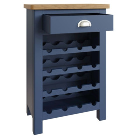 Portland Oak and Blue Painted 1 Drawer Wine Cabinet - thumbnail 2