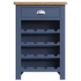 Portland Oak and Blue Painted 1 Drawer Wine Cabinet