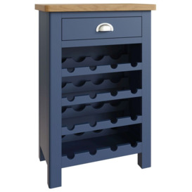 Portland Oak and Blue Painted 1 Drawer Wine Cabinet - thumbnail 3