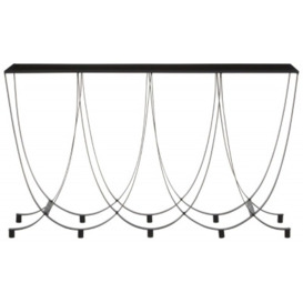 Bellwood Black Console Table with Glass Top - thumbnail 1