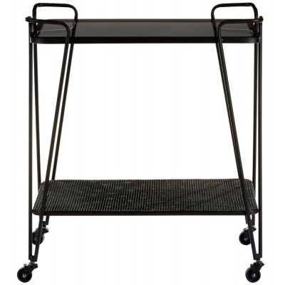 Bellwood Black Cart Table with Grey Glass Top - image 1