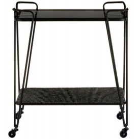Bellwood Black Cart Table with Grey Glass Top - thumbnail 1