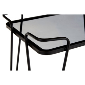 Bellwood Black Cart Table with Grey Glass Top - thumbnail 3