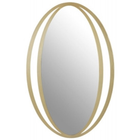 Bellwood Gold Double Ring Design Oval Wall Mirror - thumbnail 1