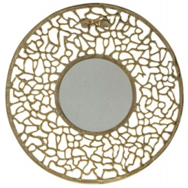 Montier Gold Metal Large Round Mirror - W 80cm x D 2cm x H 80cm - thumbnail 1